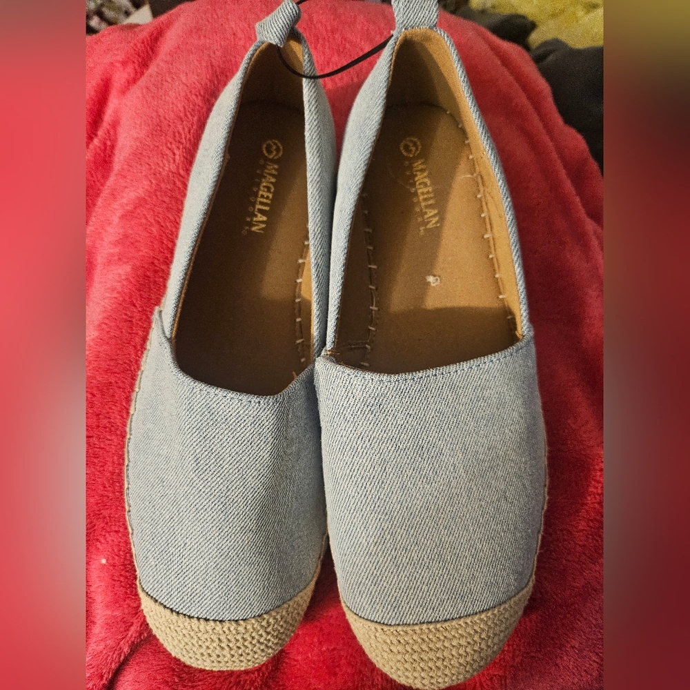 Magellan Outdoors Womens Blue Denim Espadrille Slip On Loafers 9m